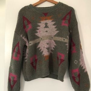 Francesca's Green Harper Heritage Cozy Sweater | oversized boho sweater